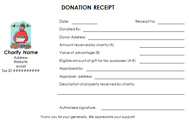 Donation Receipt Template Download A4 US Letter Size Easy 