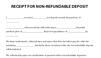 Receipt For Non-Refundable Deposit