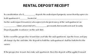 Rental Deposit Receipt Template